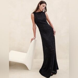 NWT! Banana Republic Black Lexia Lace Maxi Dress - Size Small 🍄‍🟫